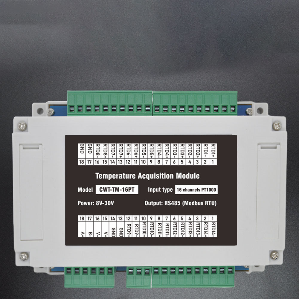 16 channels PT100/PT1000  Rs485 Modbus Output Temperature Acquisition Module