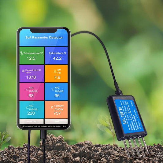 Temperature Moisture EC PH NPK Soil Tester Portable USB Type-C 8 in 1 Soil Sensor with Free Android App
