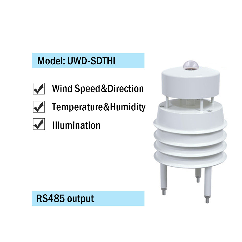 RS485 Ultrasonic Wind Speed and Direction Sensor Temperature Humidity Noise PM2.5 Pressure Light Rainfall Small Weather Station