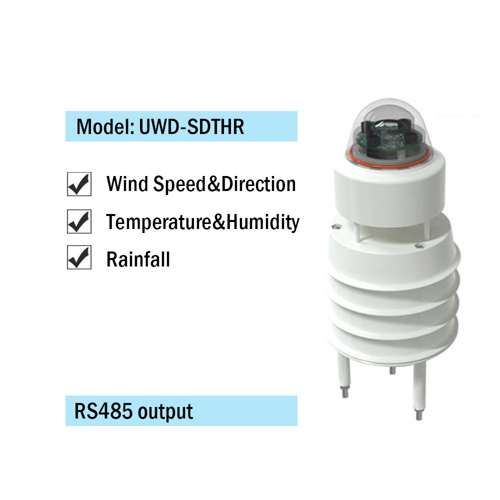 RS485 Ultrasonic Wind Speed and Direction Sensor Temperature Humidity Noise PM2.5 Pressure Light Rainfall Small Weather Station