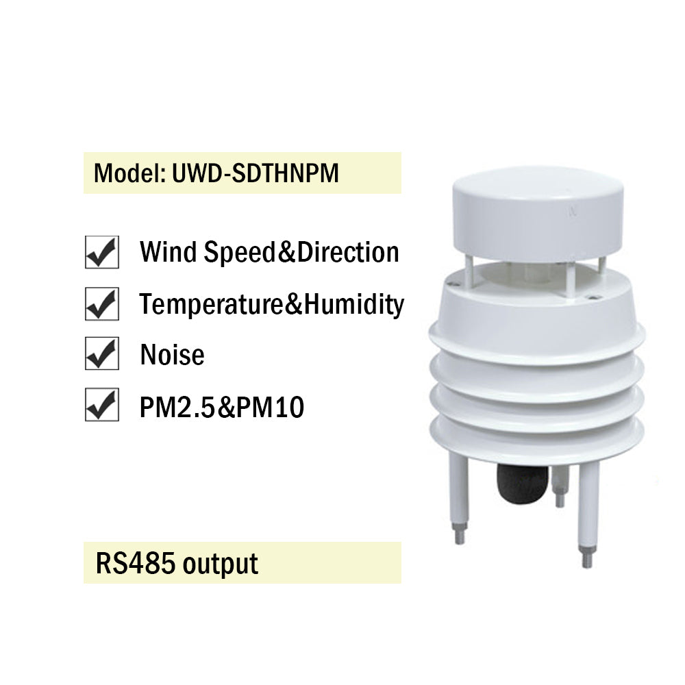 RS485 Ultrasonic Wind Speed and Direction Sensor Temperature Humidity Noise PM2.5 Pressure Light Rainfall Small Weather Station