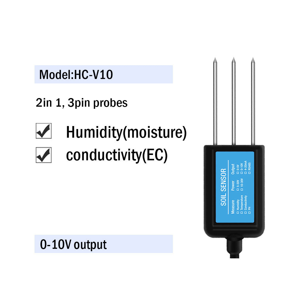 RS485 4-20mA Soil Temperature Humidity Moisture Conductivity EC PH Sensor