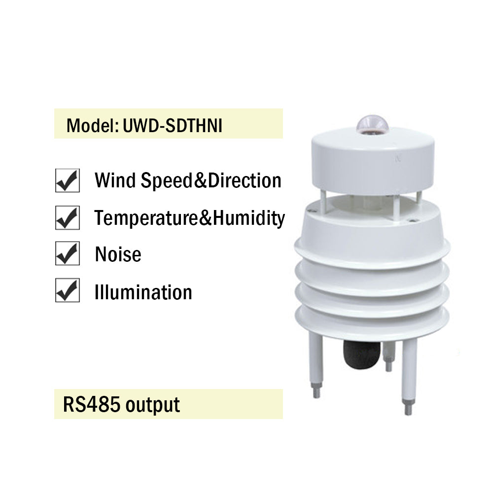 RS485 Ultrasonic Wind Speed and Direction Sensor Temperature Humidity Noise PM2.5 Pressure Light Rainfall Small Weather Station