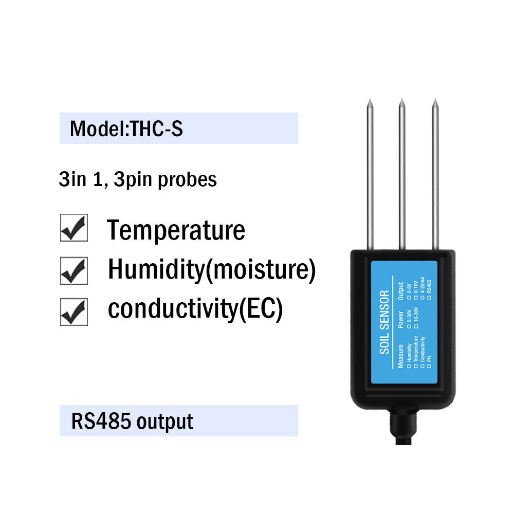 RS485 4-20mA Soil Temperature Humidity Moisture Conductivity EC PH Sensor