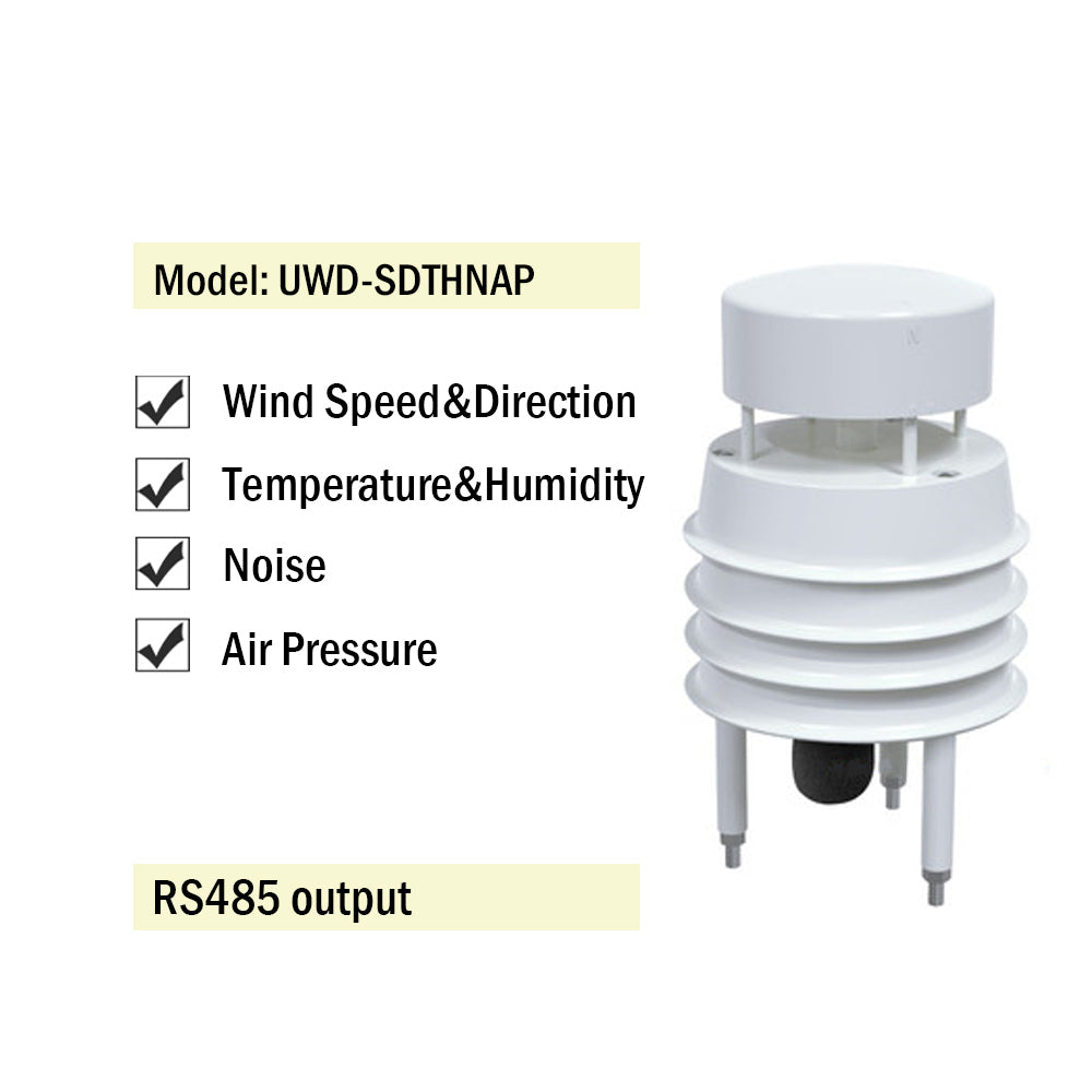 RS485 Ultrasonic Wind Speed and Direction Sensor Temperature Humidity Noise PM2.5 Pressure Light Rainfall Small Weather Station