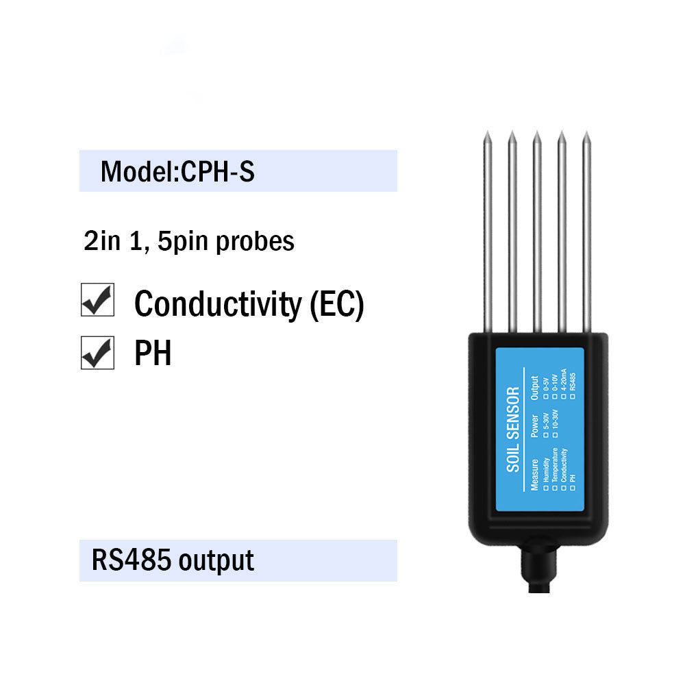 RS485 4-20mA Soil Temperature Humidity Moisture Conductivity EC PH Sensor