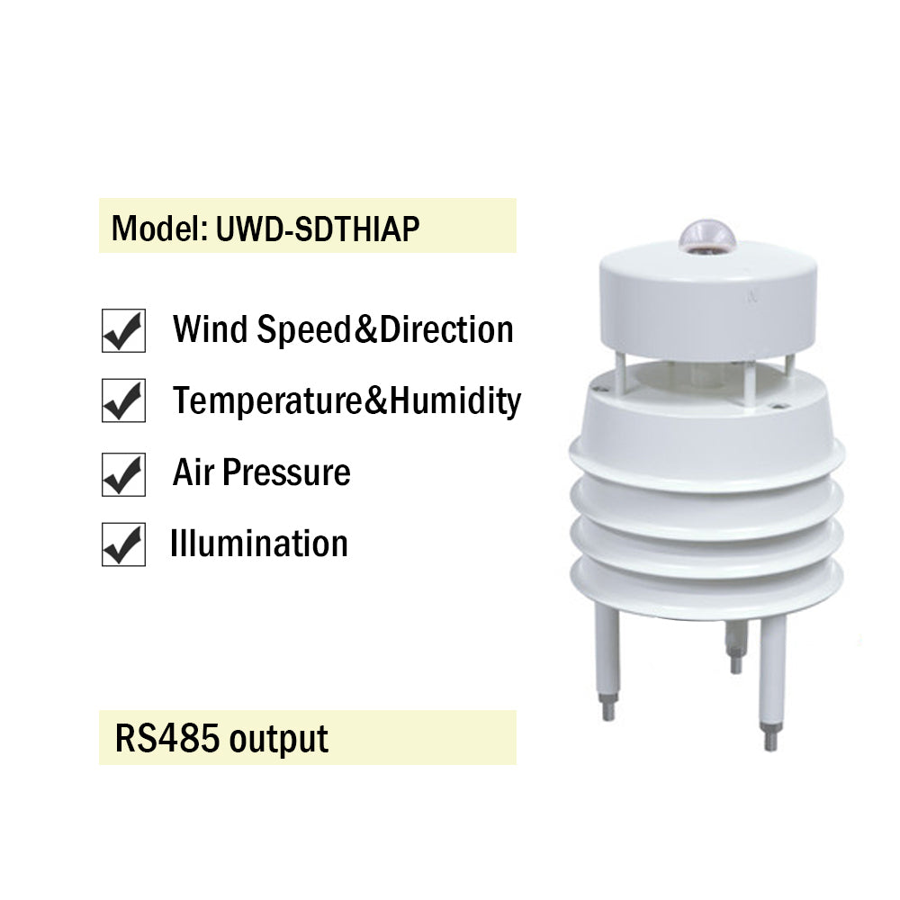 RS485 Ultrasonic Wind Speed and Direction Sensor Temperature Humidity Noise PM2.5 Pressure Light Rainfall Small Weather Station