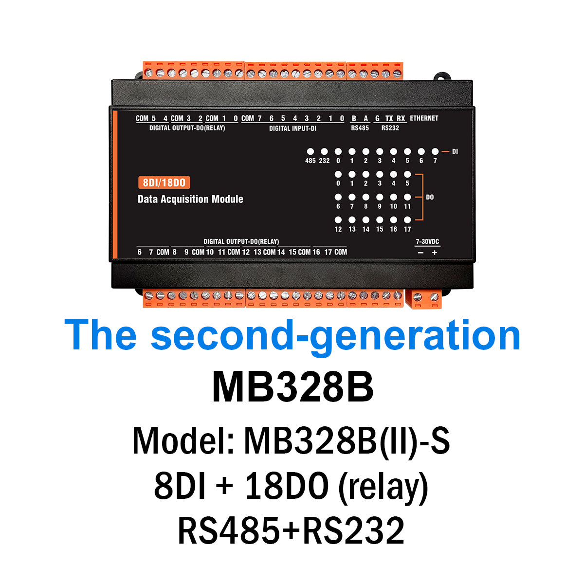 MB(II)-DI-DO RS485 Ethernet Modbus Tcp Rtu Analog Output IO Module