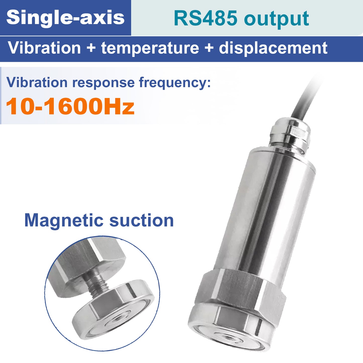 Single Three axis vibration monitoring Fan motor vibrating string instrument RS485 Industrial temperature vibration sensor