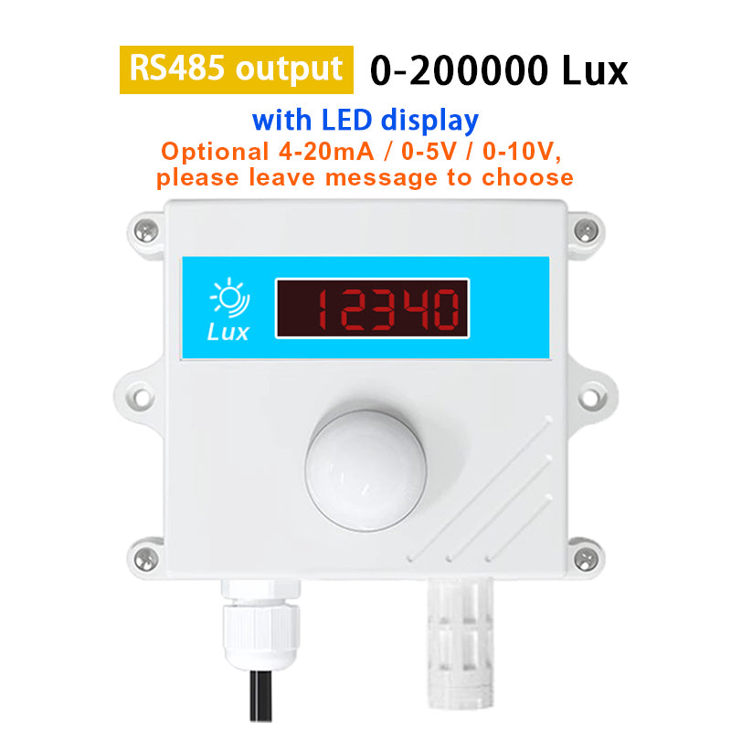 Light sensor 0-10V 0-5V 4-20mA RS485 200000Lux 65535Lux industrial intensity illumination acquisition transmitter