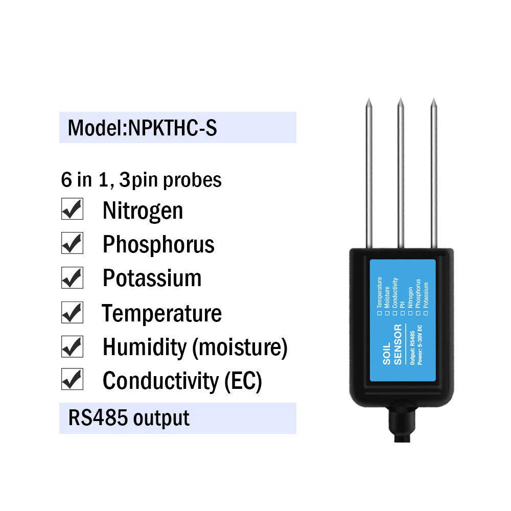 RS485 4-20mA Soil Temperature Humidity Moisture Conductivity EC PH Sensor