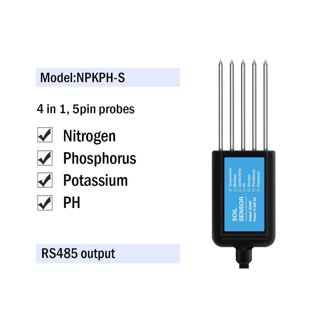 RS485 4-20mA Soil Temperature Humidity Moisture Conductivity EC PH Sensor