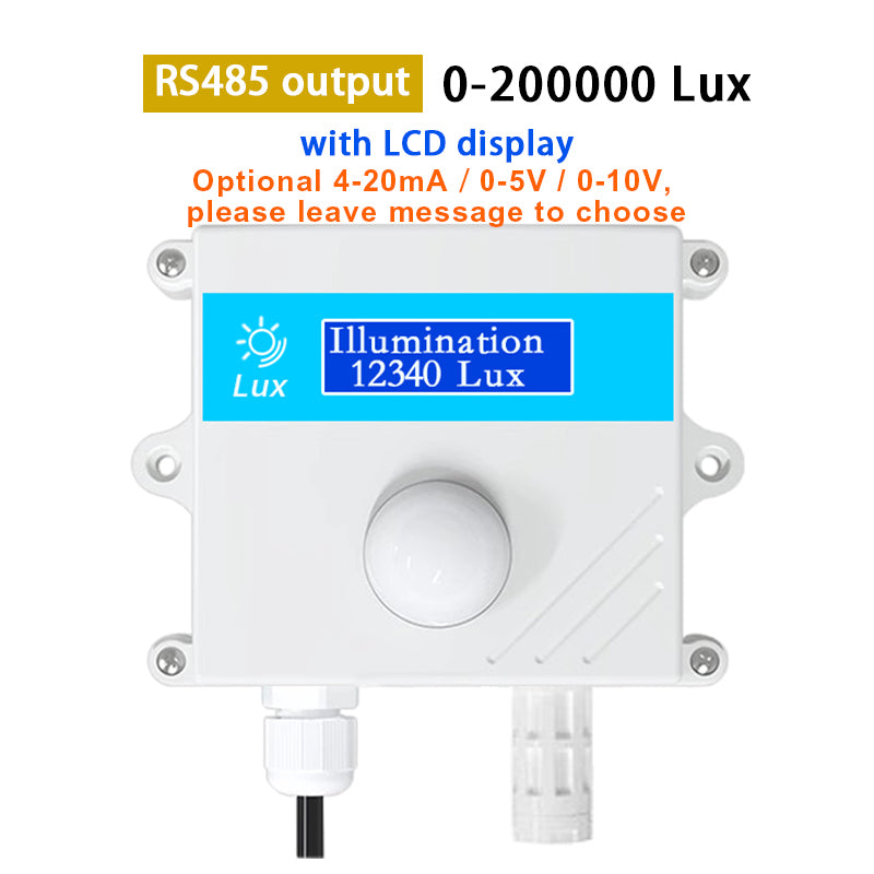 Light sensor 0-10V 0-5V 4-20mA RS485 200000Lux 65535Lux industrial intensity illumination acquisition transmitter