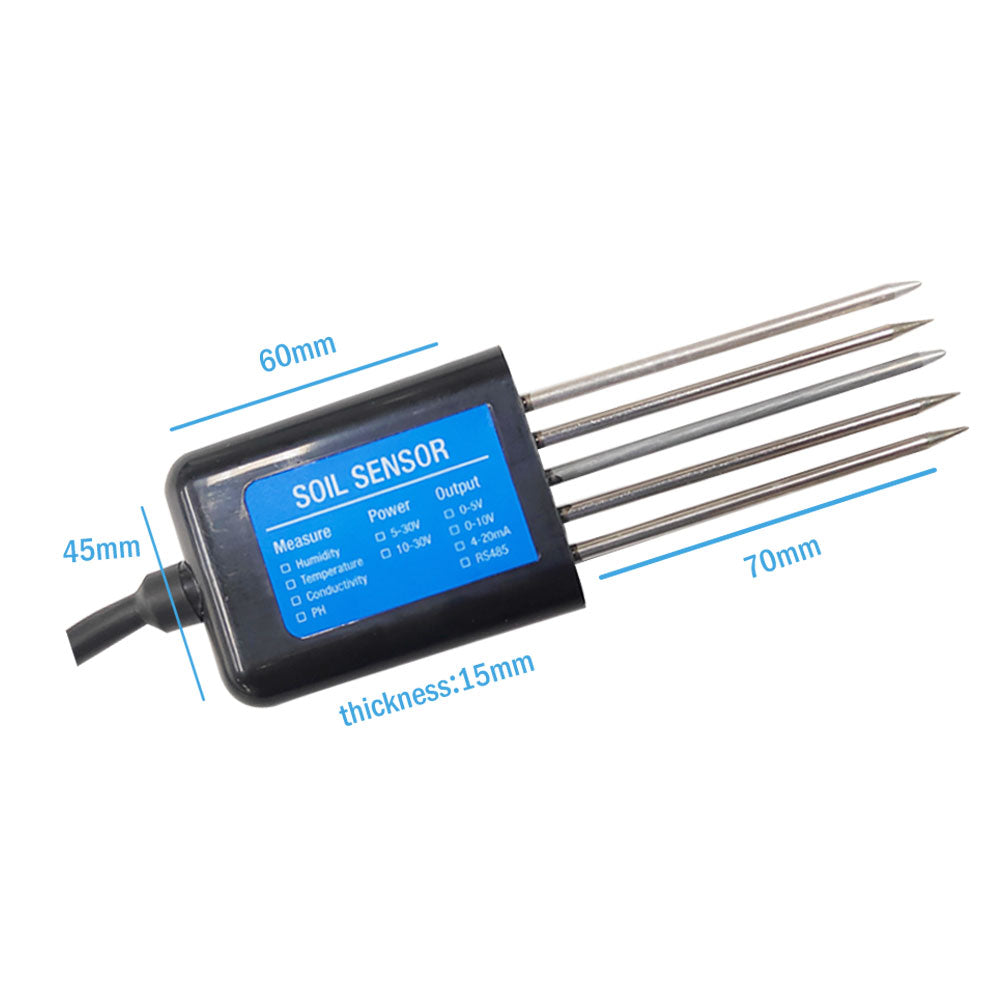 RS485 4-20mA Soil Temperature Humidity Moisture Conductivity EC PH Sensor