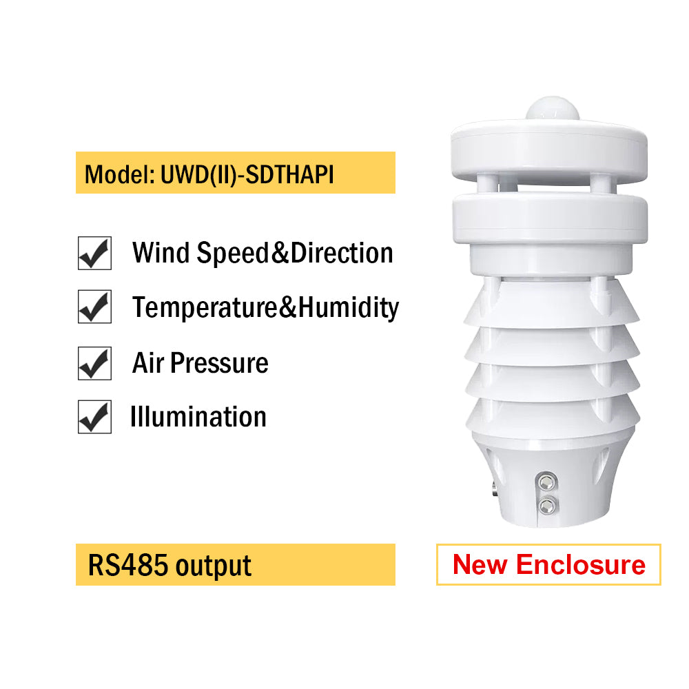 RS485 Ultrasonic Wind Speed and Direction Sensor Temperature Humidity Noise PM2.5 Pressure Light Rainfall Small Weather Station