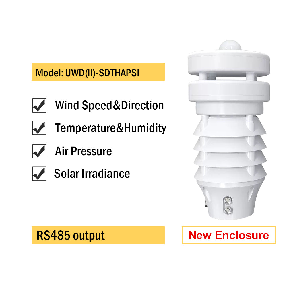 RS485 Ultrasonic Wind Speed and Direction Sensor Temperature Humidity Noise PM2.5 Pressure Light Rainfall Small Weather Station