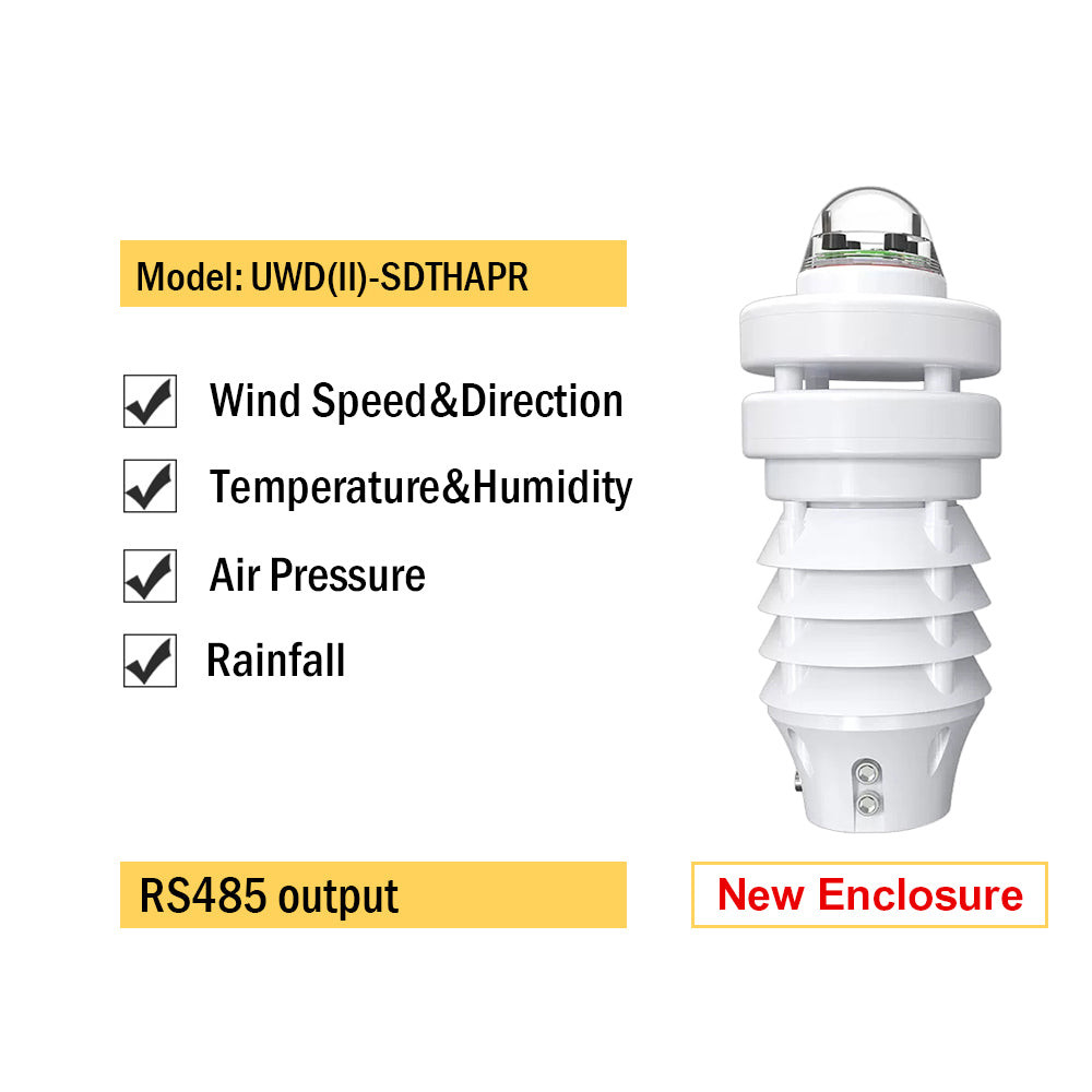 RS485 Ultrasonic Wind Speed and Direction Sensor Temperature Humidity Noise PM2.5 Pressure Light Rainfall Small Weather Station