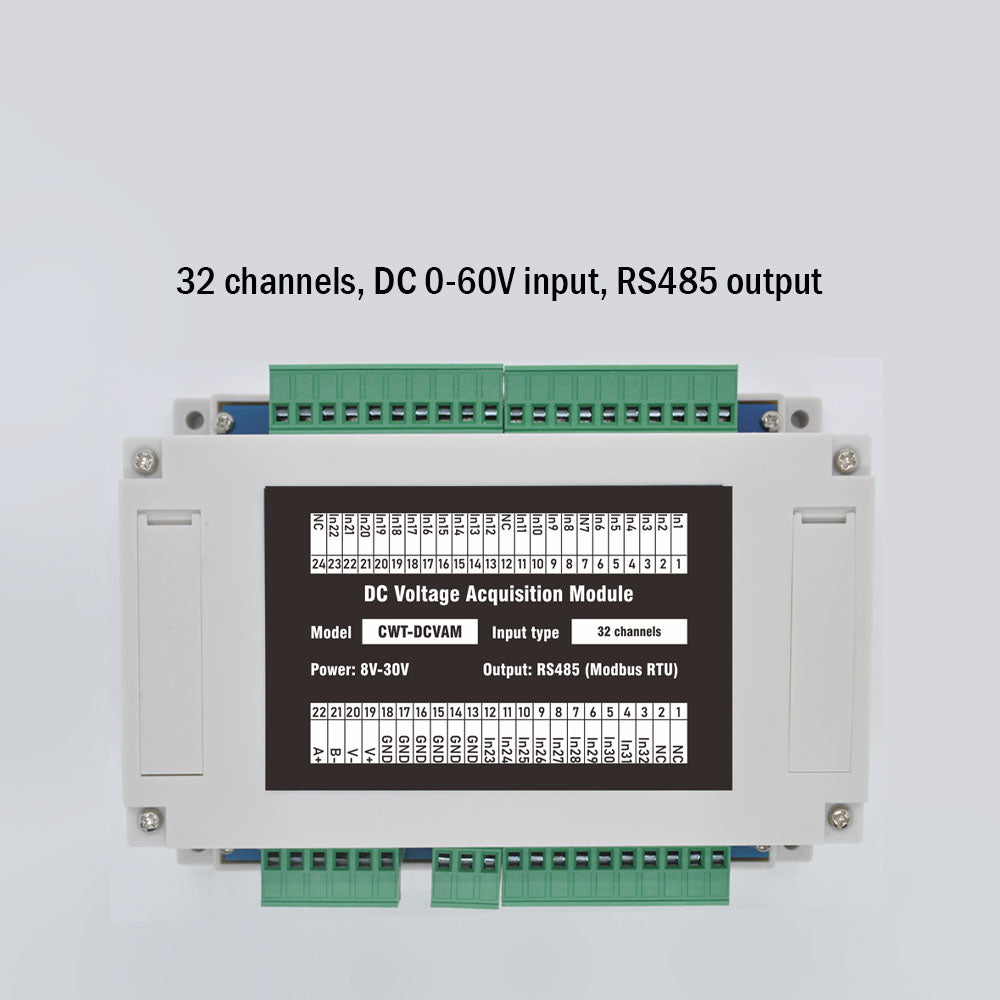 32-channel RS485 Modbus DC Voltage Acquisition Module