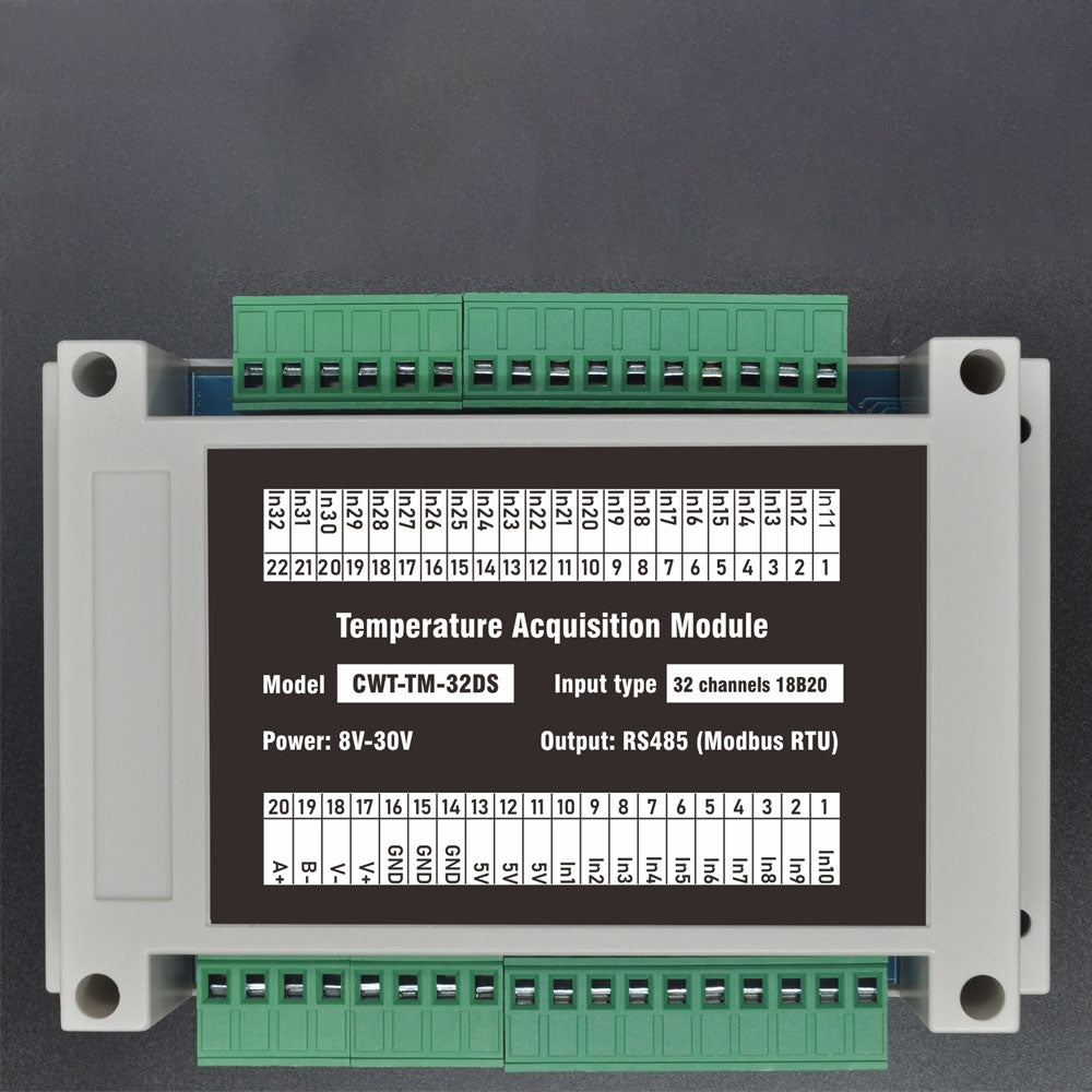 32 channels 18B20 Rs485 Modbus Output Temperature Acquisition Module