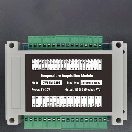 32 channels 18B20 Rs485 Modbus Output Temperature Acquisition Module