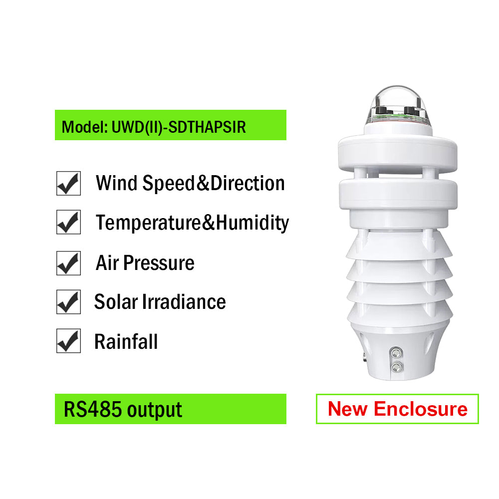 RS485 Ultrasonic Wind Speed and Direction Sensor Temperature Humidity Noise PM2.5 Pressure Light Rainfall Small Weather Station