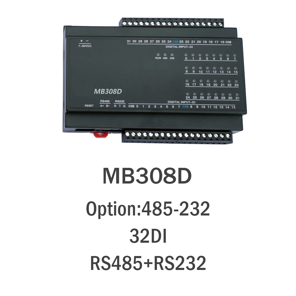 MB308D 32DI 32-Channel Digital Input RS485 Modbus Rtu Acquisition Io Module with 2500V Lightning protection