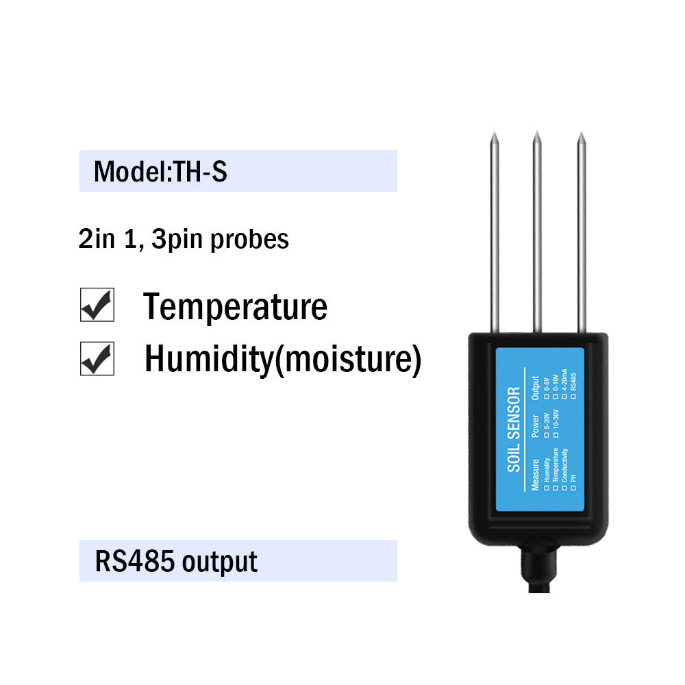 RS485 4-20mA Soil Temperature Humidity Moisture Conductivity EC PH Sensor