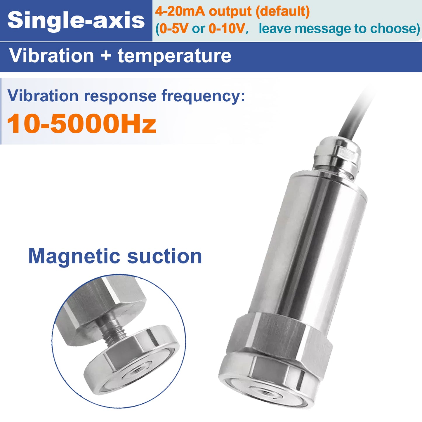 Single Three axis vibration monitoring Fan motor vibrating string instrument RS485 Industrial temperature vibration sensor