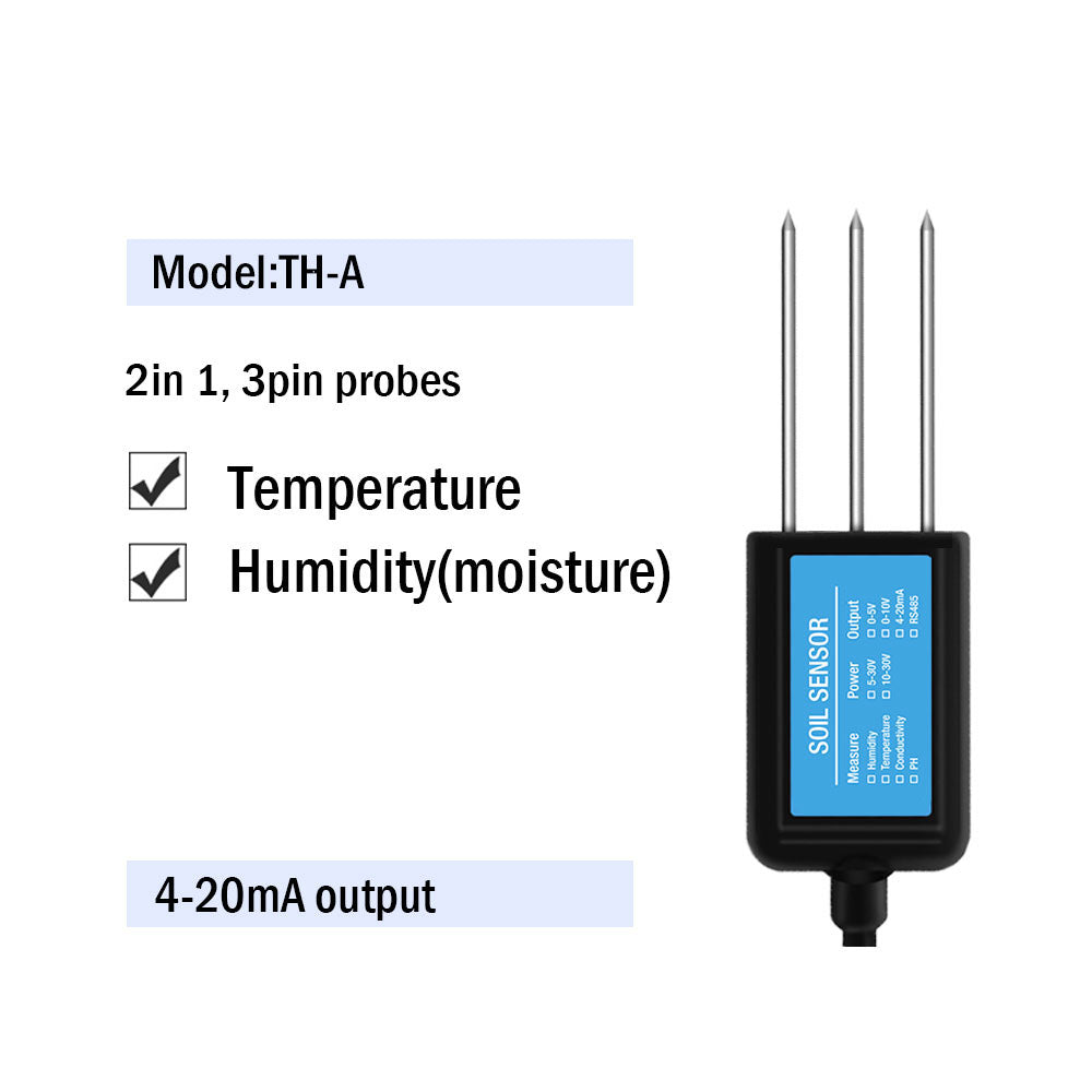 RS485 4-20mA Soil Temperature Humidity Moisture Conductivity EC PH Sensor