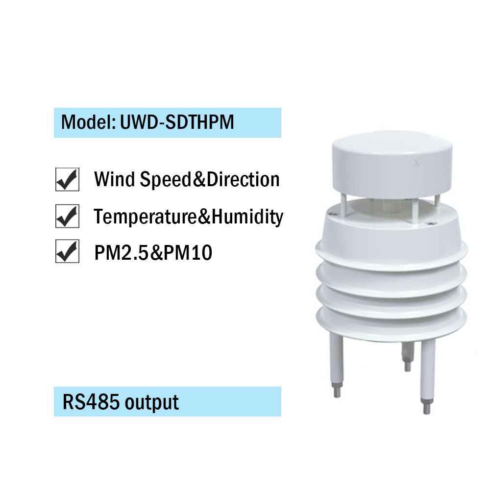 RS485 Ultrasonic Wind Speed and Direction Sensor Temperature Humidity Noise PM2.5 Pressure Light Rainfall Small Weather Station