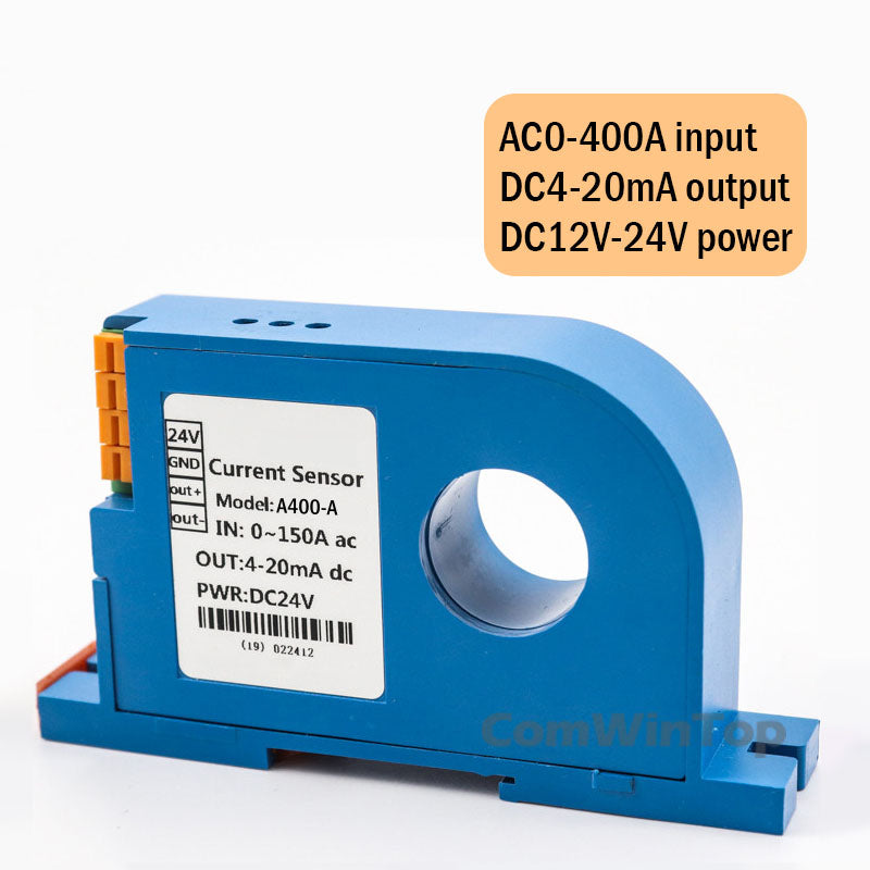 AC 0-400A Input 4-20mA/RS485 output Din type Current Transmitter closed loop Perforated ac ampere signal transducer current sens