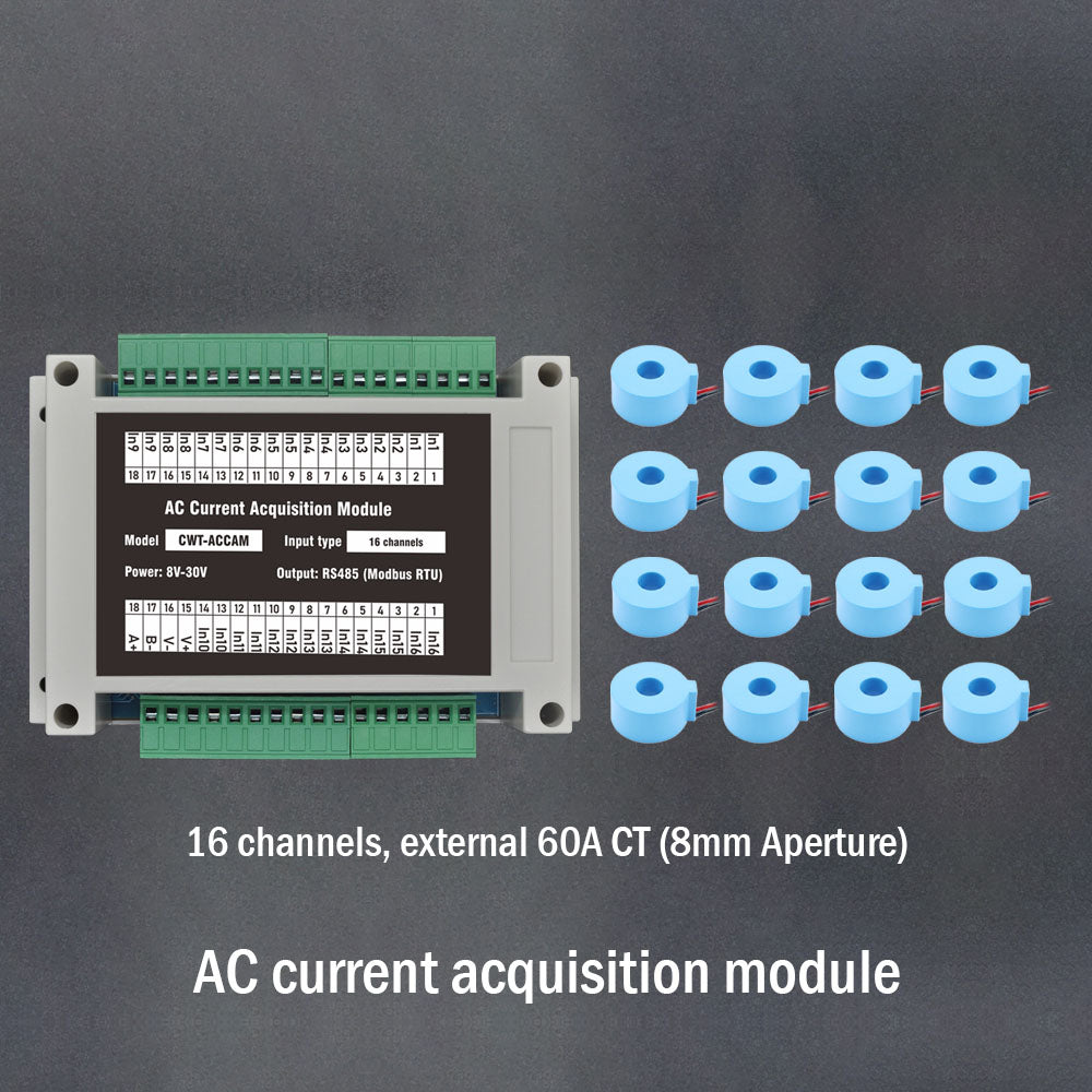 16-channel RS485 Modbus AC Current Acquisition Module