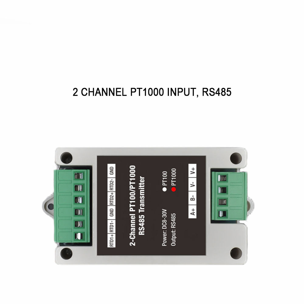 2 channels PT100/PT1000 Rs485 Modbus Output Temperature Acquisition Module