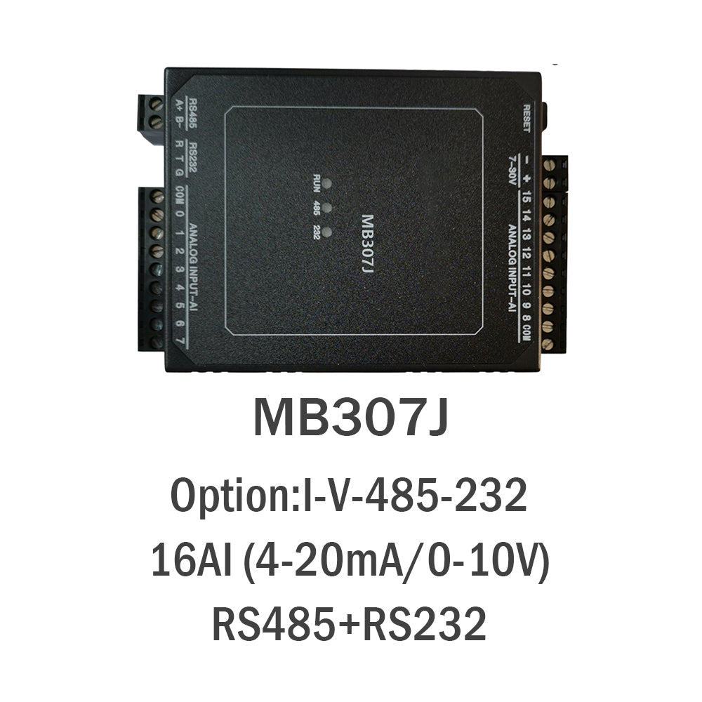 MB307J 16AI 4-20mA Analog Input 16bit Precision Modbus Rtu