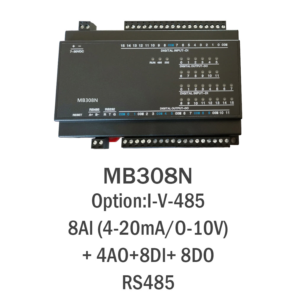 MB308N 8AI+4AO+8DI+8DO RS485 RS232 Ethernet Modbus Tcp Io Module