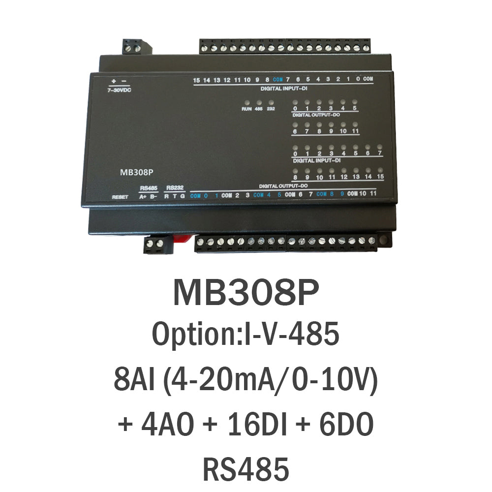 MB308P 8AI+4AO+16DI+6DO RS485 RS232 Ethernet Modbus Rtu Tcp Controller