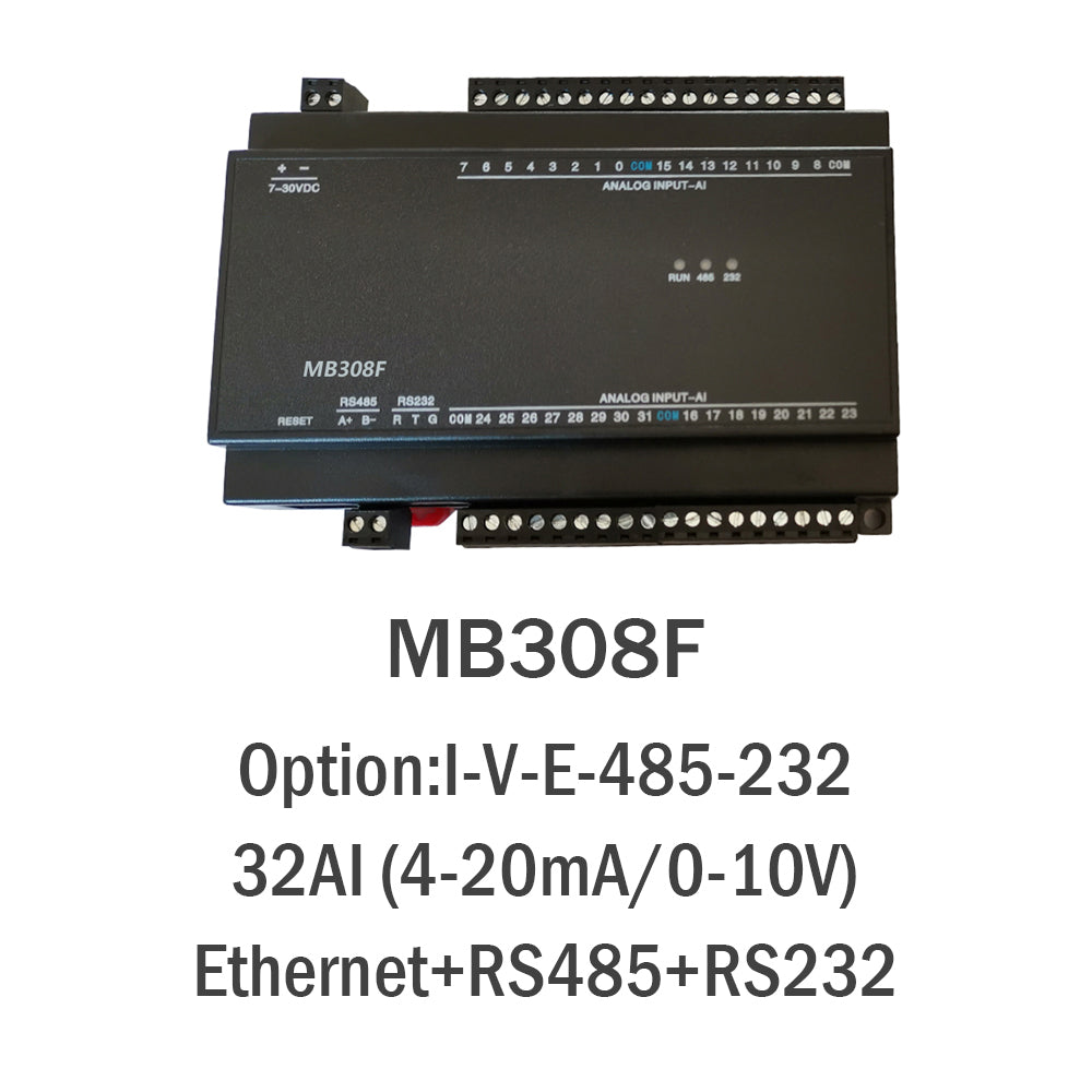 MB308F 32AI 4-20mA/0-5V/0-10V Analog Input Ethernet Modbus Io Module