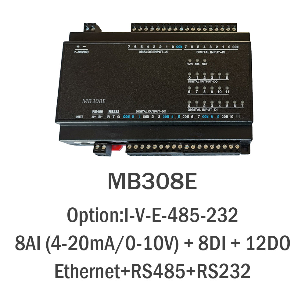 MB308E 8AI+8DI+12DO RS485 RS232 Ethernet Modbus Rtu Tcp Io Acquisition Module