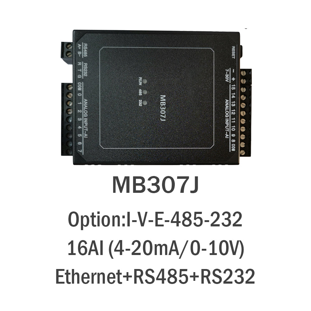 MB307J 16AI 4-20mA Analog Input 16bit Precision Modbus Rtu