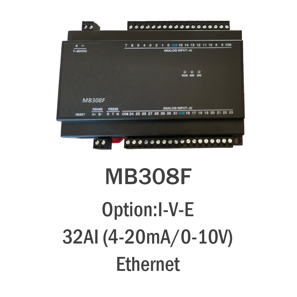 MB308F 32AI 4-20mA/0-5V/0-10V Analog Input Ethernet Modbus Io Module