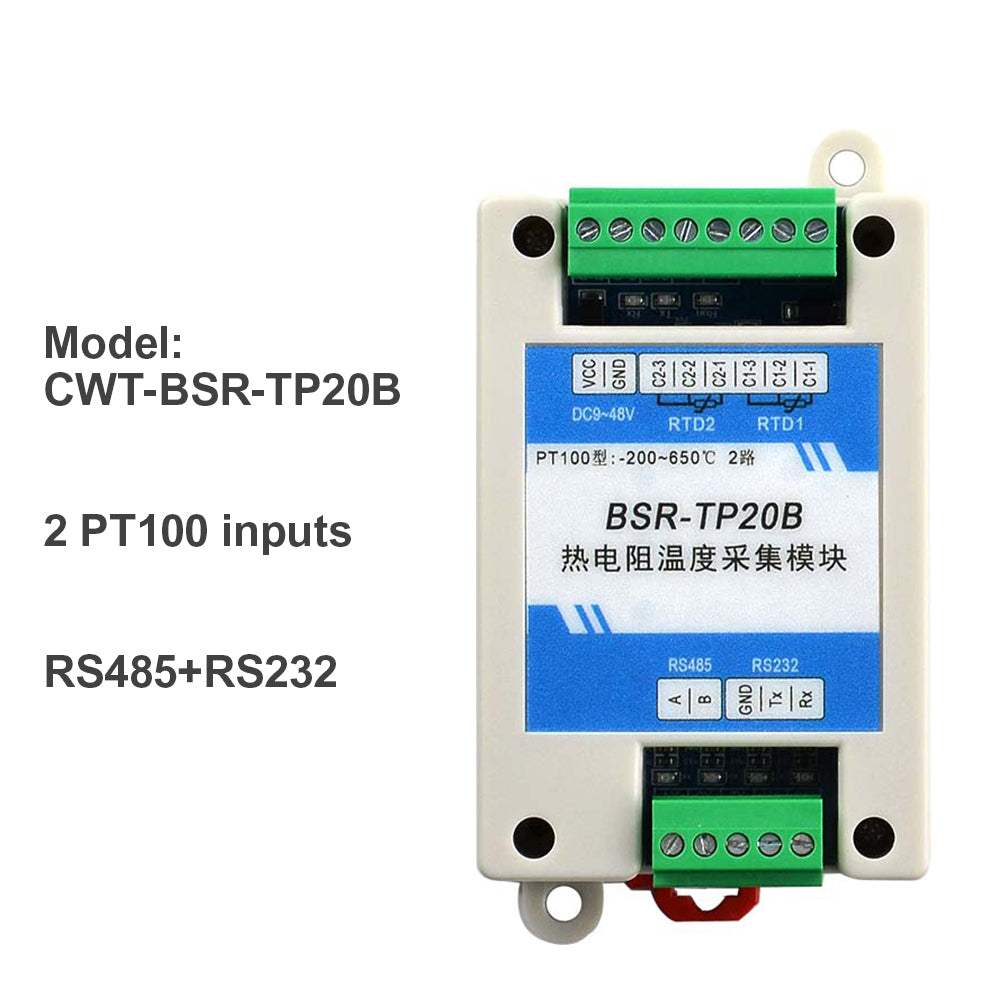 TTE-BSR Series Di / Do / 0-20mA / 0-10V / Pt100 / termocouple to RS485 Modbus Rtu IO Module